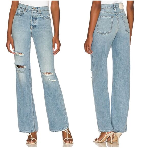 GRLFRND Brooklyn High Rise Loose Straight Jeans in Lost Palms - 28 - Picture 2 of 10